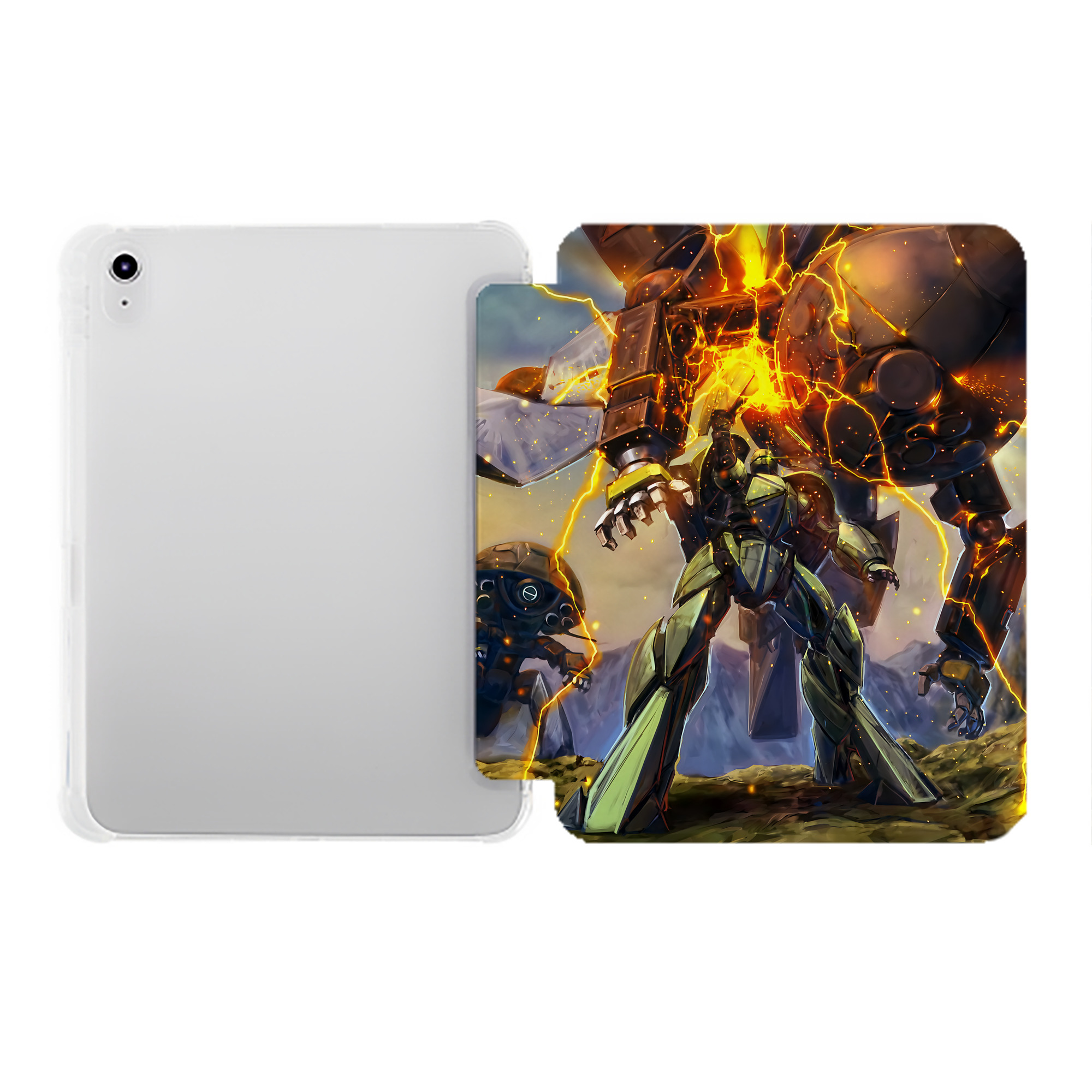 （画像用） 機動戦士ガンダム Mobile Suit Gundam IPad ケース ペン収納付き 三つ折りスタンド PUレザー×シリコン 対応機種9.5/10.5/10.9インチ